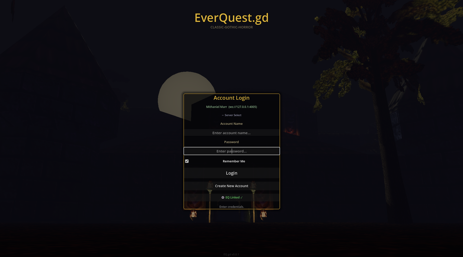 EverQuest.Godot client login screen
